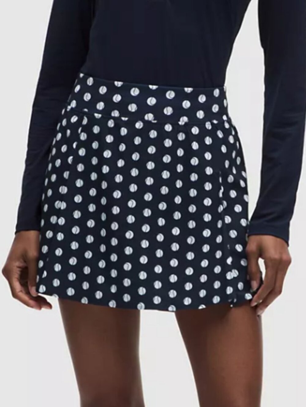 A-Line Side-Pleat Tennis Skirt 15" - Tennis Ball Polka White Club Blue